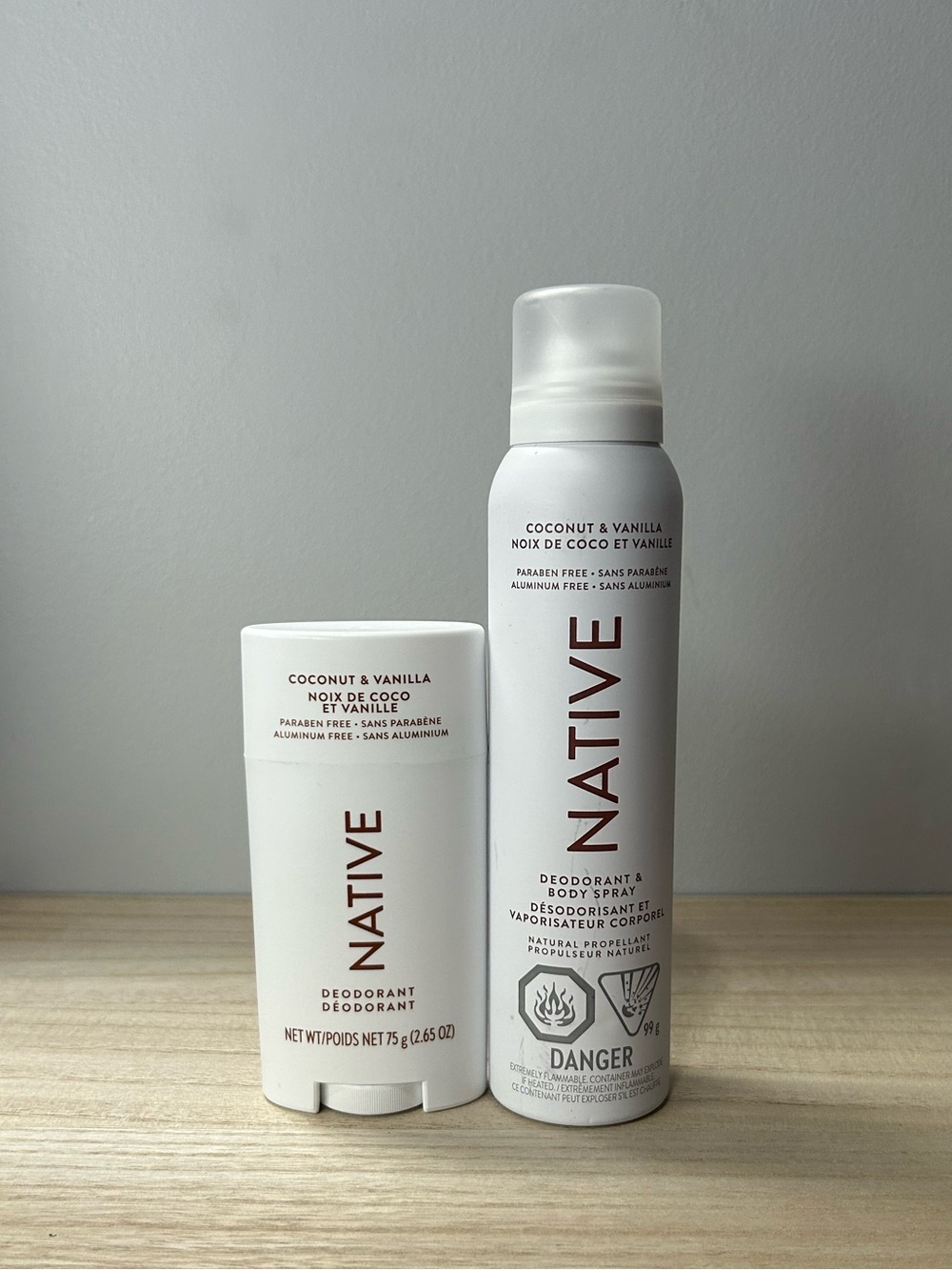Native Coconut & Vanilla Deodorant and Deodorant/ Body Spray